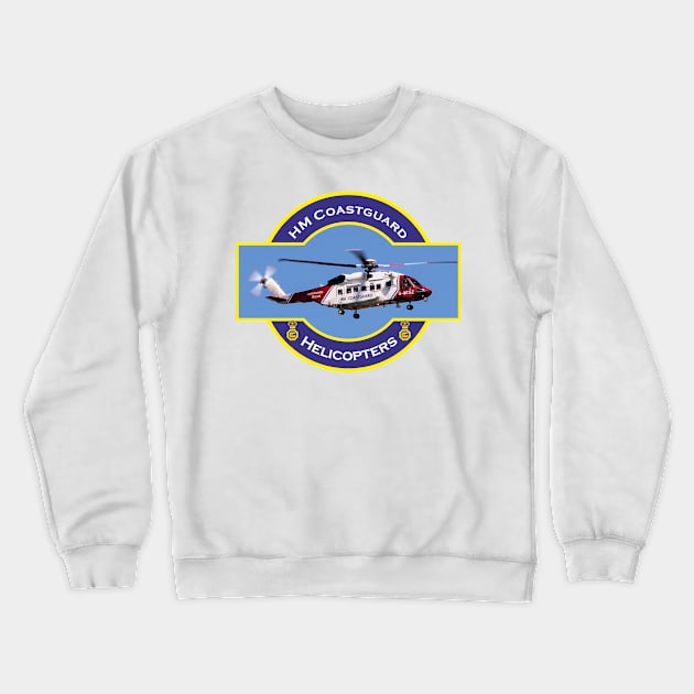 HM Coastguard search and rescue Helicopter, Crewneck Sweatshirt by AJ techDesigns